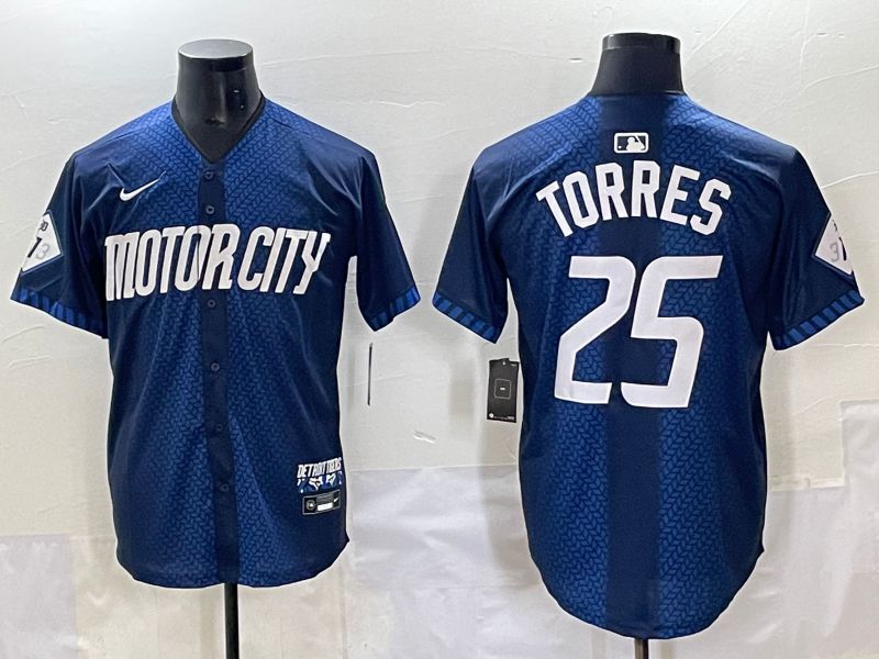 Men 2025 Detroit Tigers 25 Torres Blue Nike MLB Jersey style 7151